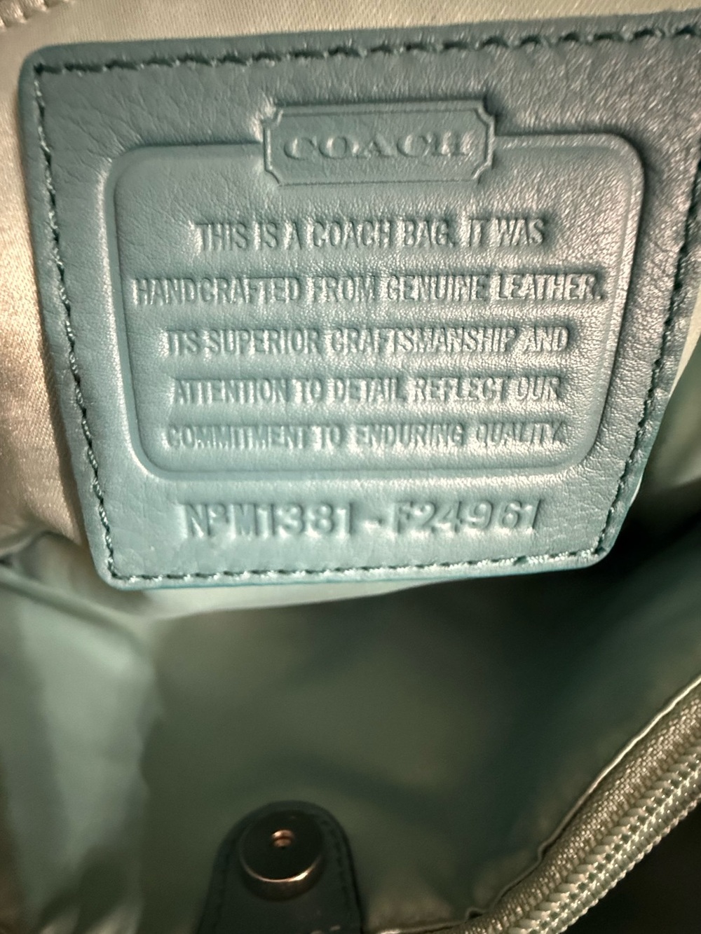 Coach Campbell Belle Carryall Robin’s Egg Blue Leather Shoulder Tote NWT - Picture 4 of 13